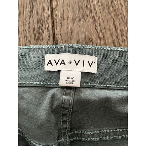 EUC Ava & Viv Women's Plus Size Pants Casual Fit Light Green - Picture 3 of 4